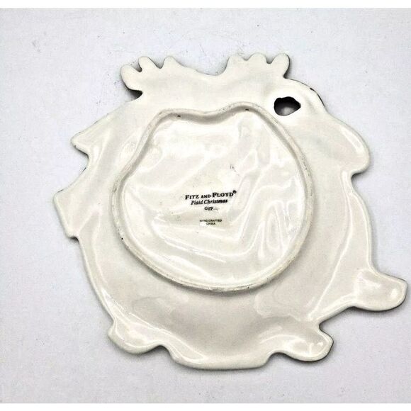 Vintage Fitz & Floyd Christmas Reindeer Canape Plate Cookies Candy Tray 10" Cute - Picture 2 of 11